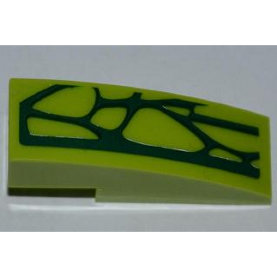 Slope, Curved 3 x 1 with 7 Lime Scales Pattern Model Right Side (Sticker) - Set 9558