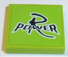 Tile 2 x 2 with Black 'R POWER' on Lime Background Pattern (Sticker) - Set 8152