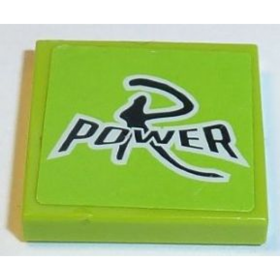 Tile 2 x 2 with Black 'R POWER' on Lime Background Pattern (Sticker) - Set 8152