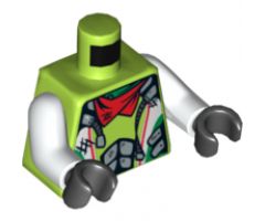 Torso World Racers - White and Silver Overalls, Red Bandana Pattern / White Arms / Black Hands