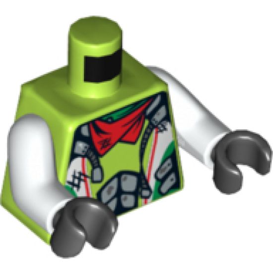 Torso World Racers - White and Silver Overalls, Red Bandana Pattern / White Arms / Black Hands
