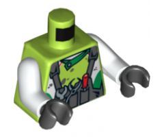 Torso World Racers - Dark Bluish Gray Overalls with Tools Pattern / White Arms / Black Hands