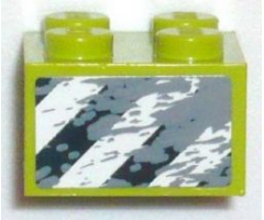 Brick 2 x 2 with Black and White Danger Stripes and Mud Pattern Model Right (Sticker) - Set 8957
