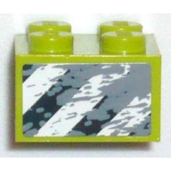 Brick 2 x 2 with Black and White Danger Stripes and Mud Pattern Model Right (Sticker) - Set 8957