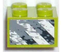 Brick 2 x 2 with Black and White Danger Stripes and Mud Pattern Model Left (Sticker) - Set 8957