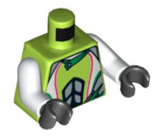 Torso World Racers - White and Silver Jacket with Team Extreme Logo on Back Pattern / White Arms / Black Hands