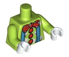 Torso Blue Suspenders and Red Polka Dot Bow Tie and Buttons Pattern (Clown) / Lime Arms / White Hands
