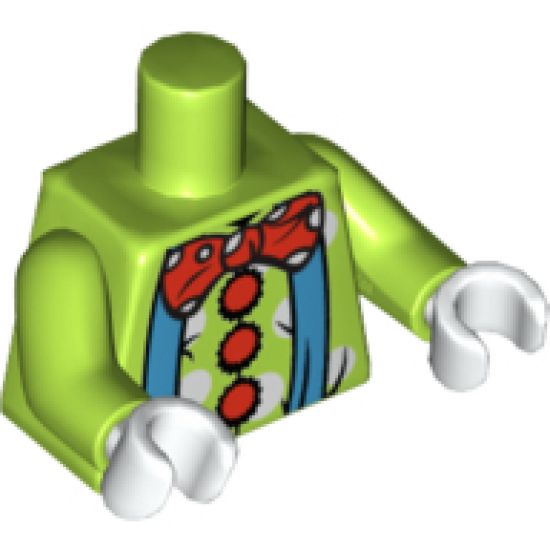 Torso Blue Suspenders and Red Polka Dot Bow Tie and Buttons Pattern (Clown) / Lime Arms / White Hands