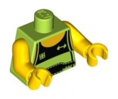 Torso Tank Top with Black Front and Weight Lifter's Belt Pattern / Yellow Arms / Yellow Hands