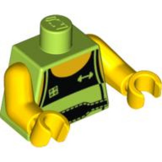 Torso Tank Top with Black Front and Weight Lifter's Belt Pattern / Yellow Arms / Yellow Hands