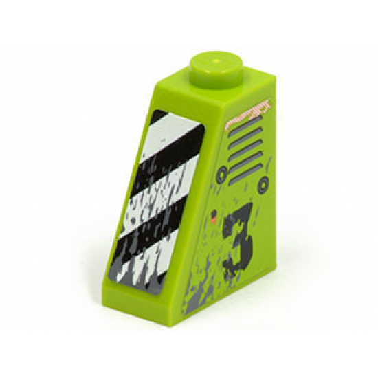 Slope 65 2 x 1 x 2 with Vents and Worn '3' on Left Side and Black and White Danger Stripes on Front Pattern (Stickers) - Set 8958