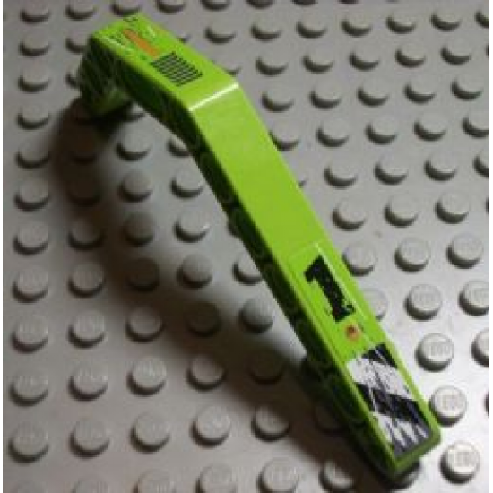 Technic, Liftarm 1 x 11.5 Double Bent Thick with Worn '1' and Danger Stripes and Exhaust Vents Pattern Model Left (Stickers) - Set 8956