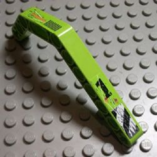 Technic, Liftarm 1 x 11.5 Double Bent Thick with Worn '1' and Danger Stripes and Exhaust Vents Pattern Model Right (Stickers) - Set 8956