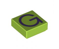 Tile 1 x 1 with Silver Capital Letter G Pattern