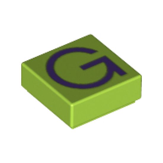 Tile 1 x 1 with Silver Capital Letter G Pattern