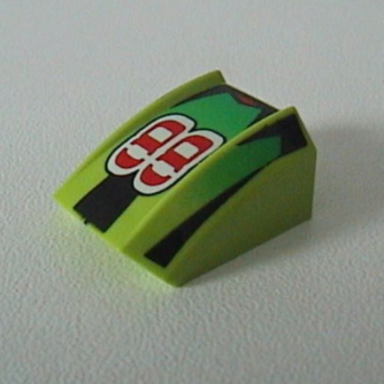 Slope, Curved 2 x 2 Lip with '88', Green Fade/Black Stripes Pattern