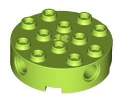 Brick, Round 4 x 4 with 4 Side Pin Holes and Center Axle Hole