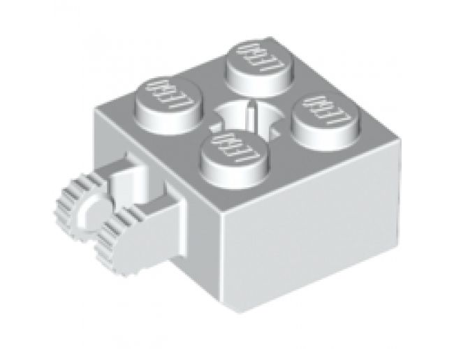 Hinge Brick 2 x 2 Locking with 2 Fingers Vertical and Axle Hole, 9 Teeth