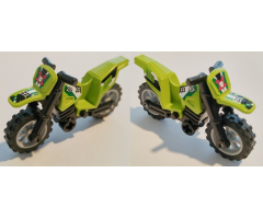 Riding Cycle Motorcycle Dirt Bike with Black Chassis (Long Fairing Mounts) and LBG Wheels with Team Extreme Logo, '21' and Exhaust Pattern (Stickers) - Set 8896
