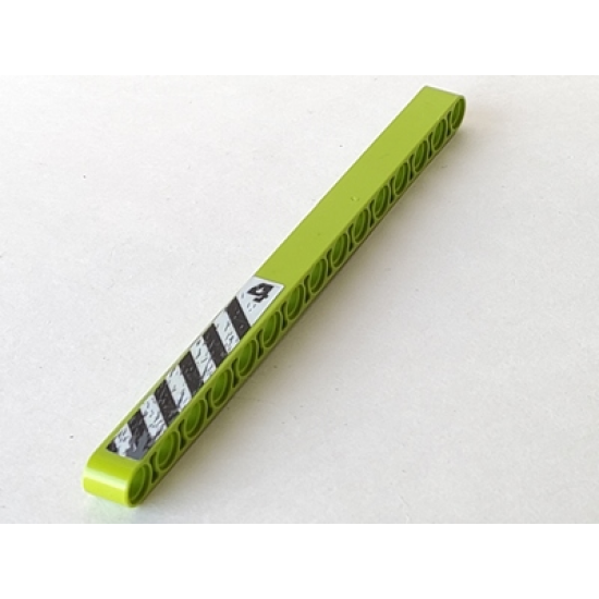 Technic, Liftarm 1 x 15 Thick with Black and White Danger Stripes and Number 4 Pattern Model Left Side (Sticker) - Set 8959