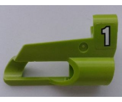Technic, Panel Fairing # 5 Small Short, Large Hole, Side A with White '1' on Lime Background Pattern (Sticker) - Set 8256