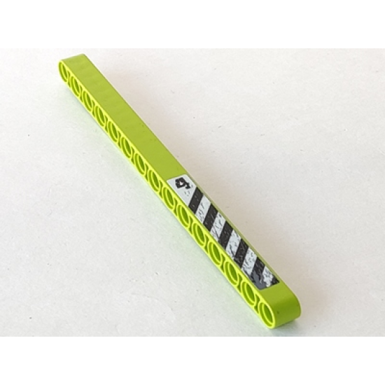 Technic, Liftarm 1 x 15 Thick with Black and White Danger Stripes and Number 4 Pattern Model Right Side (Sticker) - Set 8959