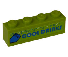 Brick 1 x 4 with Bubbles, Blue Soda Pop Can and Blue 'COOL DRINKS' Pattern (Sticker) - Set 8191