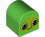 Duplo, Brick 2 x 2 x 2 Curved Top with Caterpillar / Snail Face Pattern