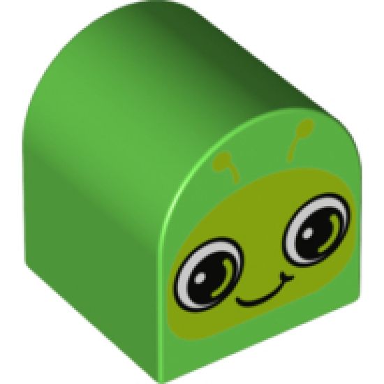 Duplo, Brick 2 x 2 x 2 Curved Top with Caterpillar / Snail Face Pattern