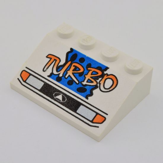 Slope 33 3 x 4 with Headlights, Yellow Turbo, Blue Background and Black Spots Pattern