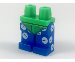 Hips and Blue Legs with Bright Green Leotard and White Clocks Pattern