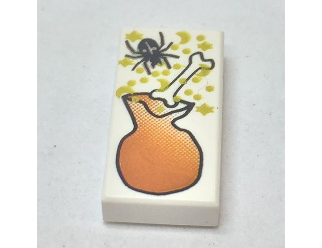 Tile 1 x 2 with HP Spider, Bone, and Bag Pattern