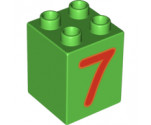 Duplo, Brick 2 x 2 x 2 with Number 7 Red Pattern