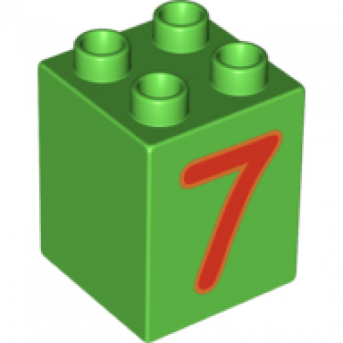 Duplo, Brick 2 x 2 x 2 with Number 7 Red Pattern