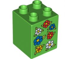 Duplo, Brick 2 x 2 x 2 with 7 Flowers Pattern