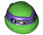 Minifigure, Head, Modified Ninja Turtle with Dark Purple Mask and Goggles Pattern (Donatello)