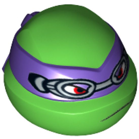 Minifigure, Head, Modified Ninja Turtle with Dark Purple Mask and Goggles Pattern (Donatello)