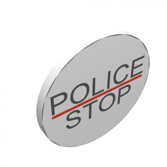 Road Sign 2 x 2 Round with Clip with 'POLICE' Red Line 'STOP' Pattern