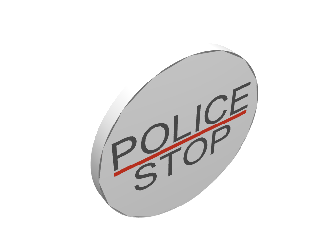 Road Sign 2 x 2 Round with Clip with 'POLICE' Red Line 'STOP' Pattern