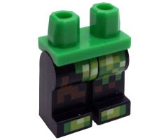 Hips and Black Legs with Pixelated Bright Green, Lime and Reddish Brown Creeper Costume Pattern