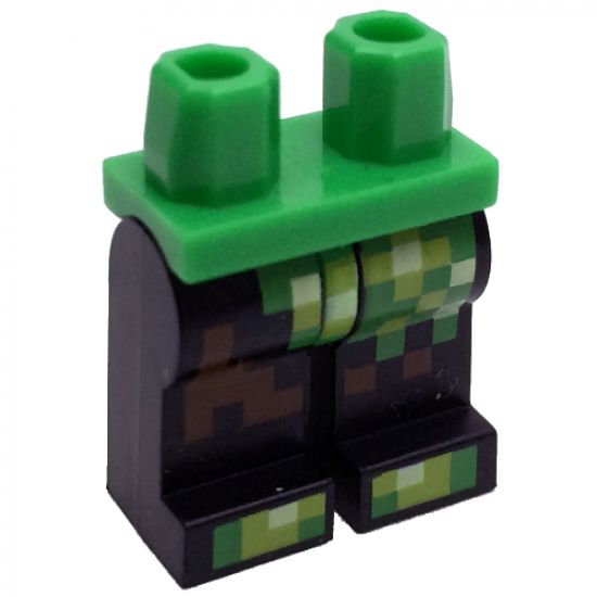 Hips and Black Legs with Pixelated Bright Green, Lime and Reddish Brown Creeper Costume Pattern