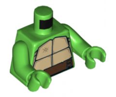 Torso Turtle Shell with Dark Brown Horizontal Belt Pattern / Bright Green Arms / Bright Green Hands