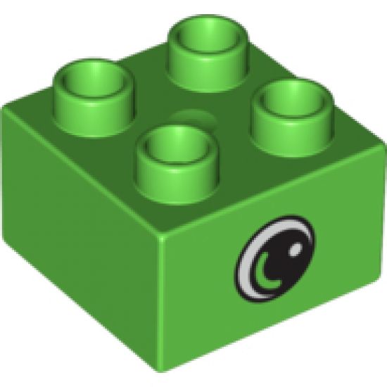 Duplo, Brick 2 x 2 with Eye, Small with White Spot and Curve Pattern on Two Sides