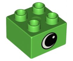 Duplo, Brick 2 x 2 with Eye with White Spot Pattern, on Two Sides - Type 1