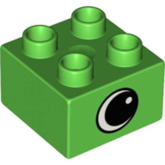 Duplo, Brick 2 x 2 with Eye with White Spot Pattern, on Two Sides - Type 1