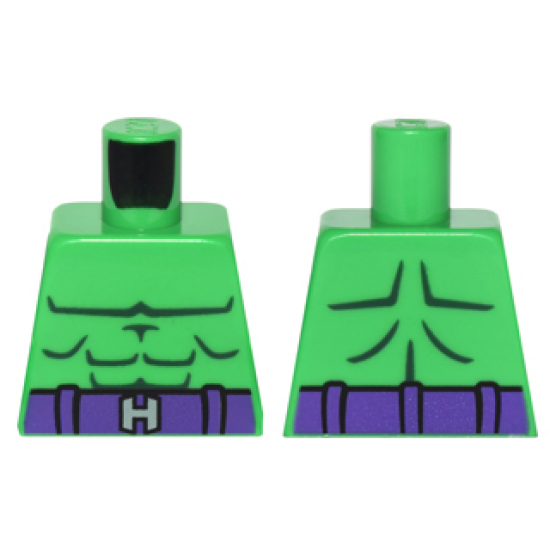 Torso Muscles Outline, Dark Purple Belt and Silver 'H' Buckle Pattern