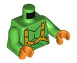 Torso Alien with Muscles Outline and Orange Straps Pattern / Bright Green Arms / Orange Hands