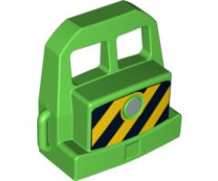 Duplo, Train Locomotive Front with Silver Headlight and Diagonal Stripes Pattern