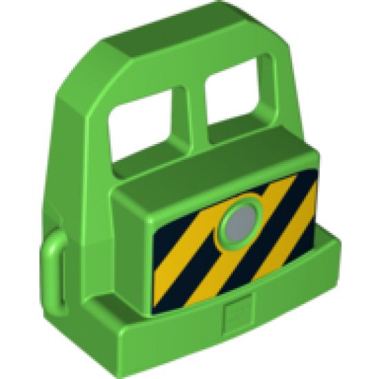 Duplo, Train Locomotive Front with Silver Headlight and Diagonal Stripes Pattern