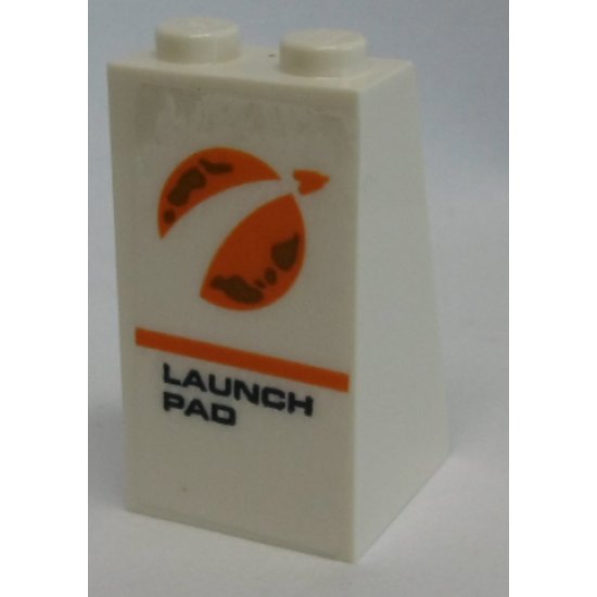 Slope 75 2 x 2 x 3 - Solid Studs with Orange City Mars Exploration Logo and 'LAUNCH PAD' Pattern (Sticker) - Set 60228